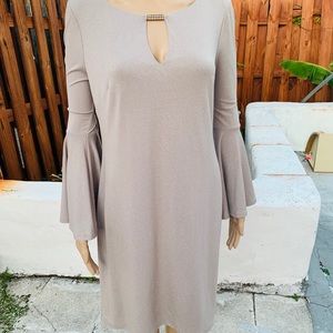 Bell sleeve silver and gold dress